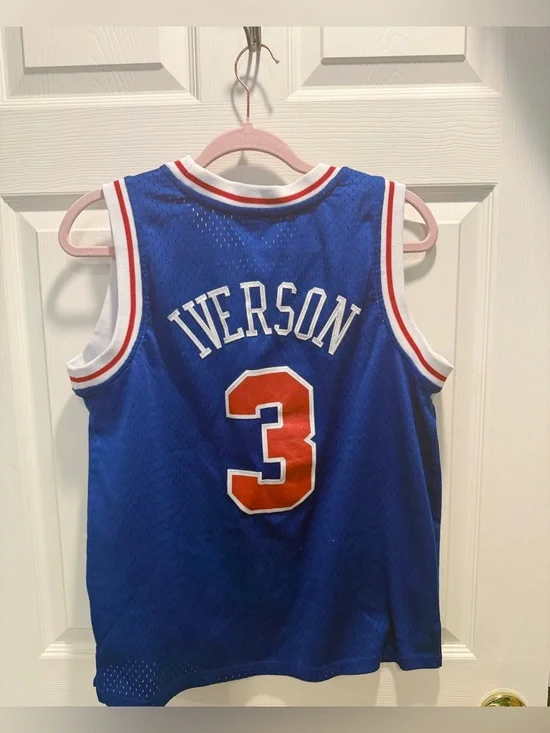 Youth L 14/16 Allen Iverson #3 Philadelphia 76ers Jersey Mitchell & Ness - Picture 9 of 11
